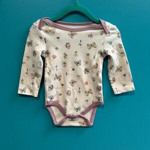 Whimsical Butterfly and Flower Print Long Sleeve Onesies
